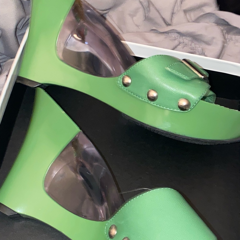 Casadei Green Wedge acrylic sandal